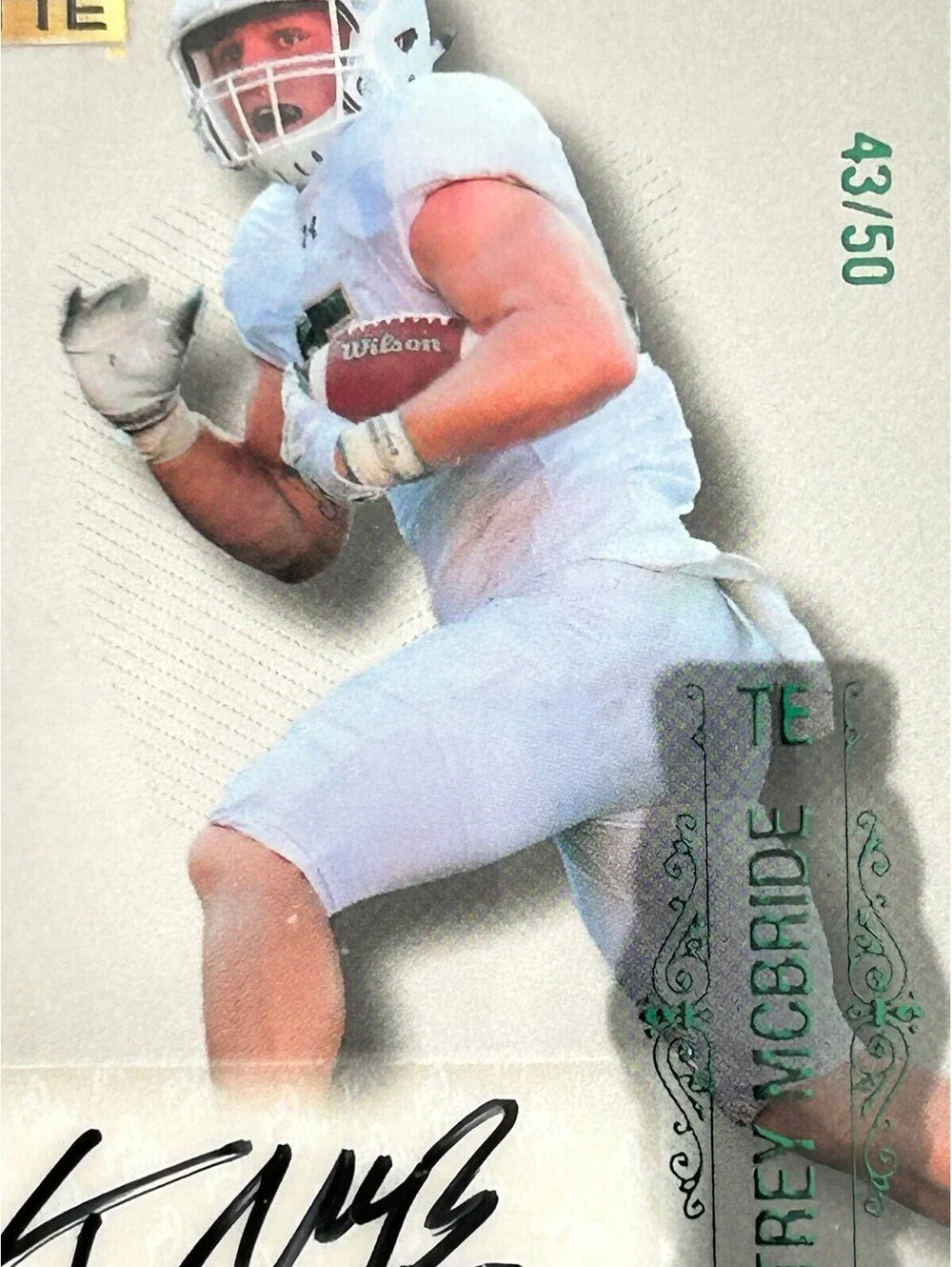 2022 NFL TE TREY MCBRIDE WILD CARD AUTO # /50 GREEN FOIL PARALLEL RC + 5 RC LOT
